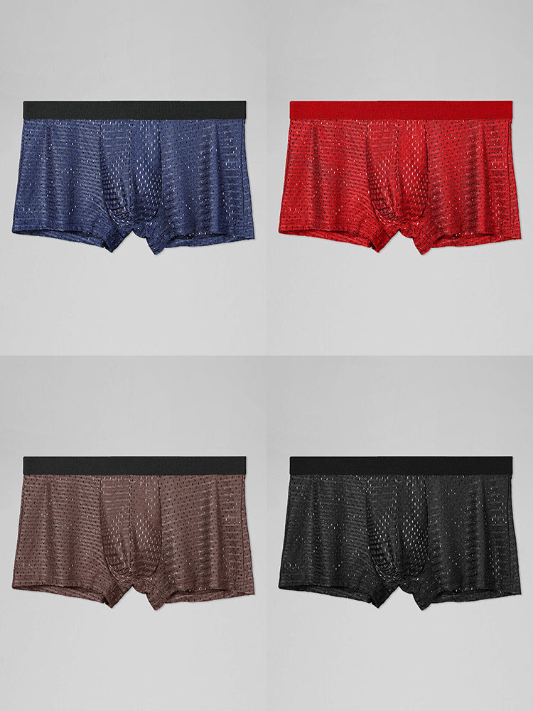 4 Pack Mesh Ice Silk Cool Fresh Men's Trunks