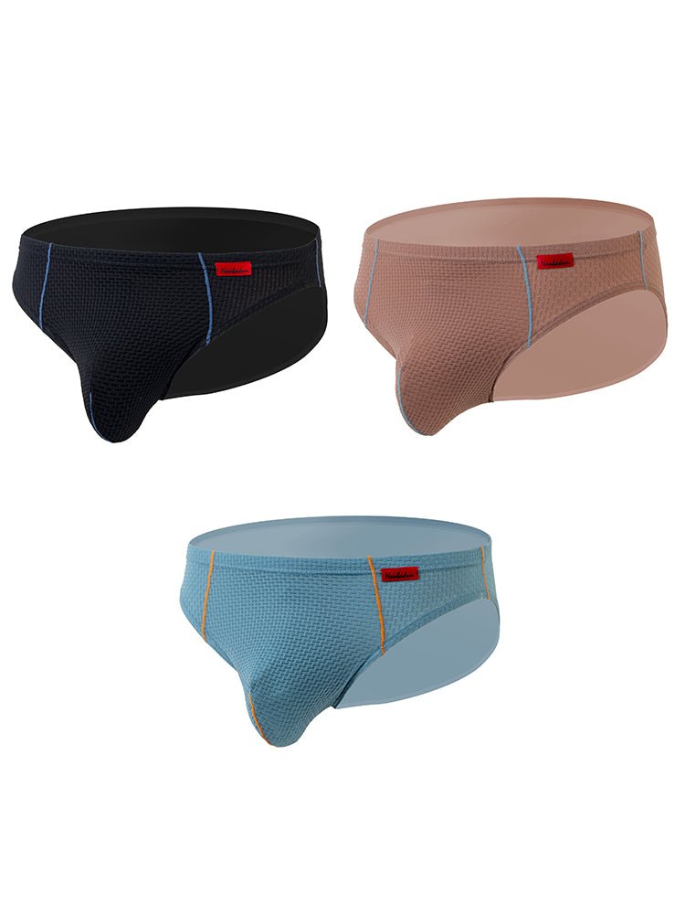 メンズ ナイロン チェック柄 リフトヒップブリーフ 3枚組 トライアングルブリーフ