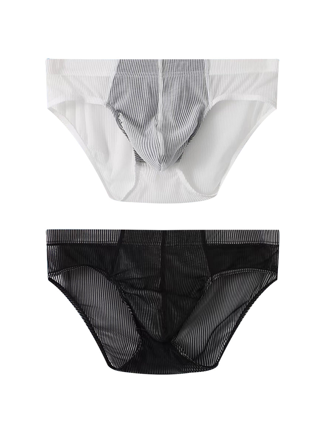 2 Pack Men's Striped Separate Pouch Thin Briefs