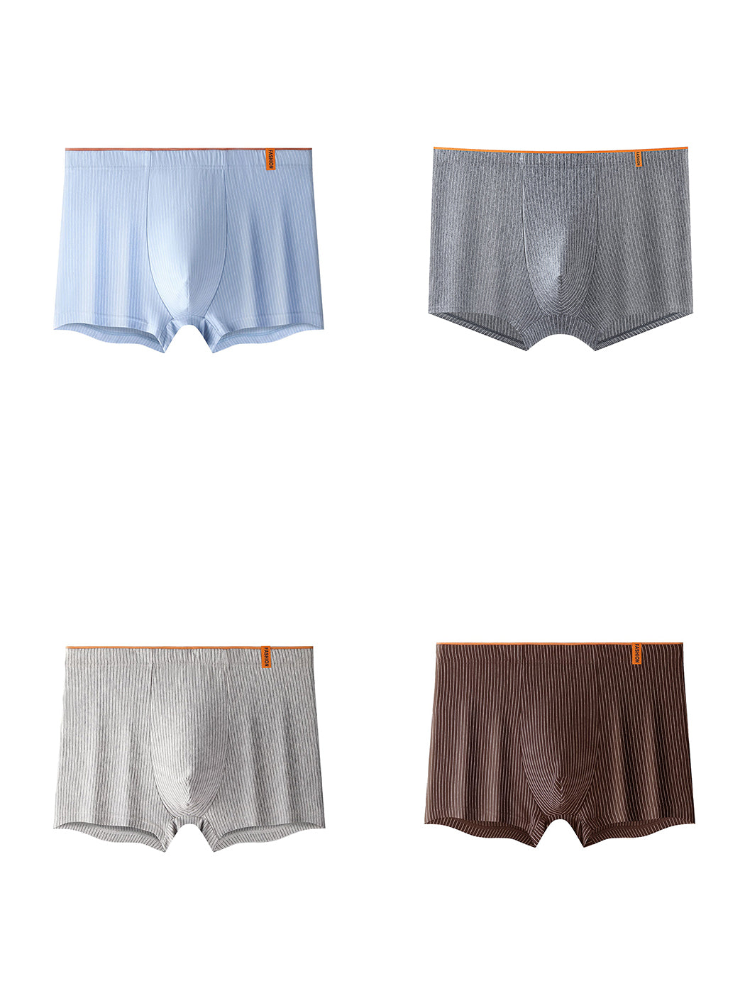 4 Pack Men's Striped Printed Breathable Cotton Trunks