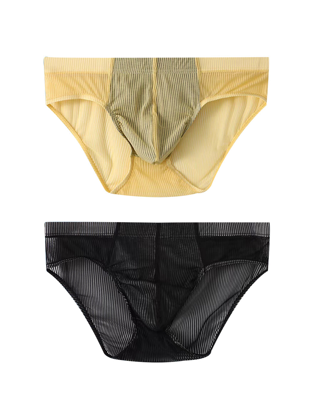 2 Pack Men's Striped Separate Pouch Thin Briefs
