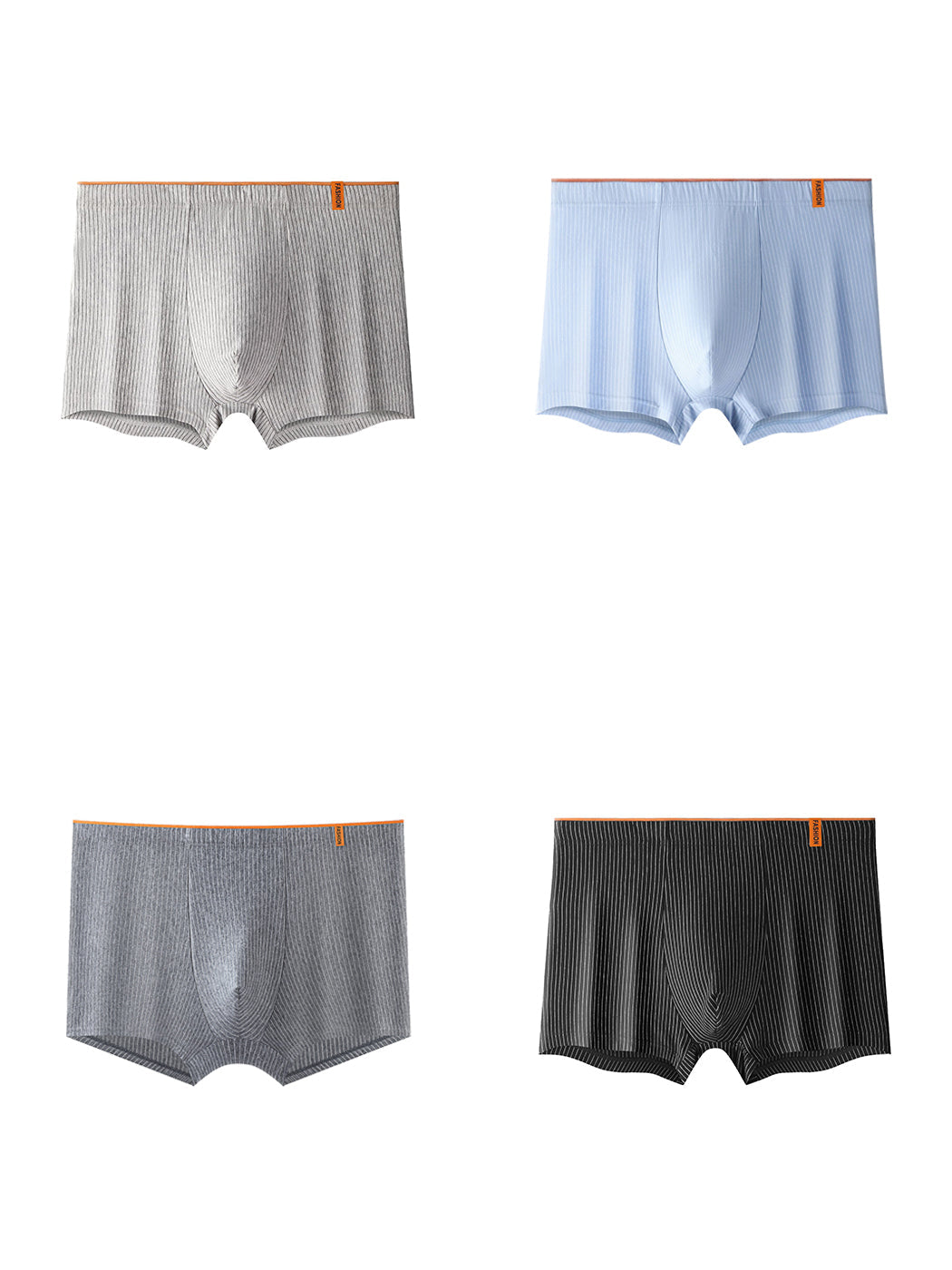 4 Pack Men's Striped Printed Breathable Cotton Trunks