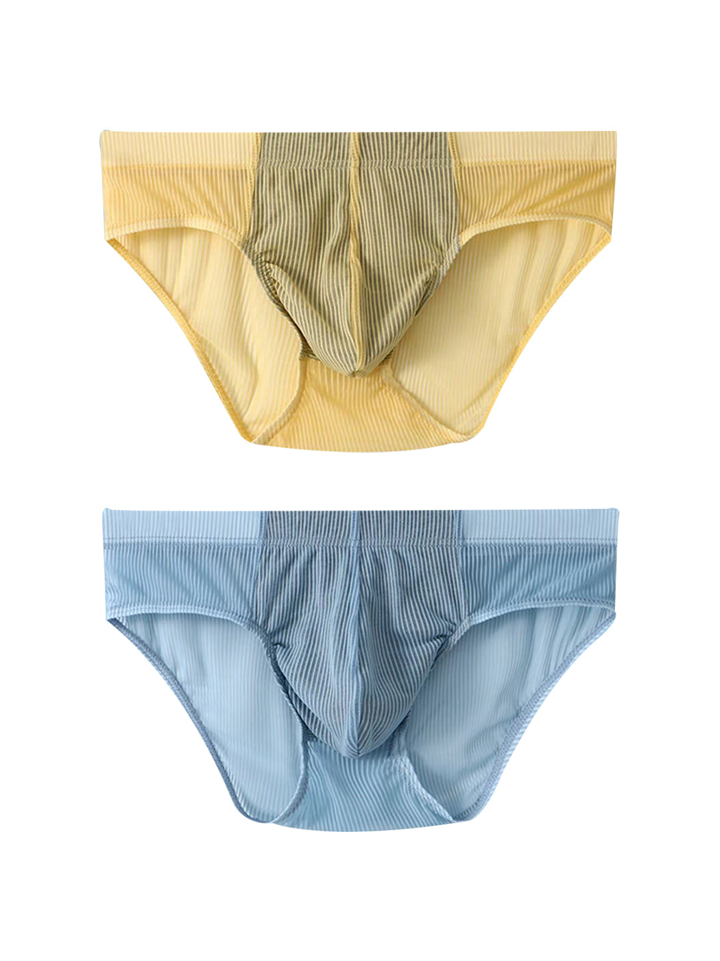 2 Pack Men's Striped Separate Pouch Thin Briefs