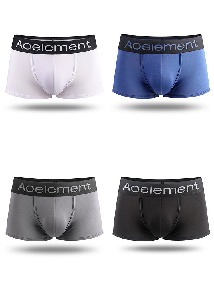 4 Pack Men's Breathable Plain Pouch Trunks
