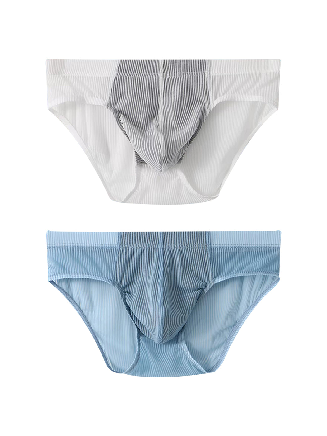 2 Pack Men's Striped Separate Pouch Thin Briefs