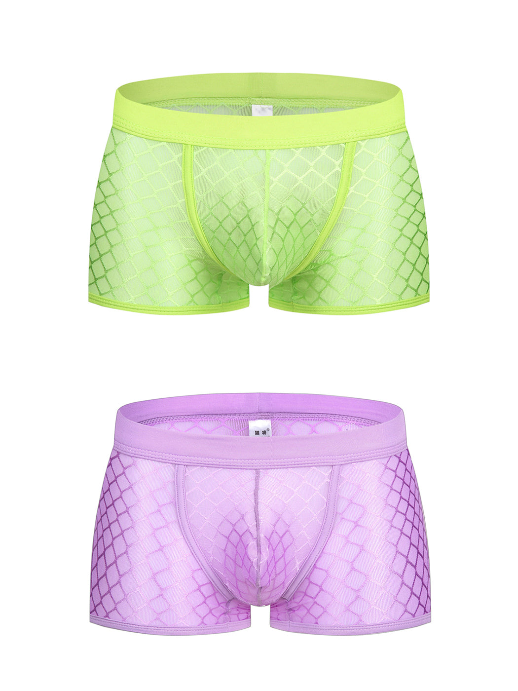 2 Pack Men's Sexy Transparent Mesh Trunks