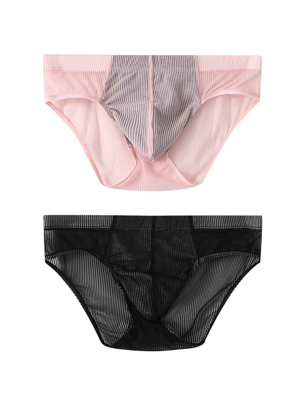 2 Pack Men's Striped Separate Pouch Thin Briefs