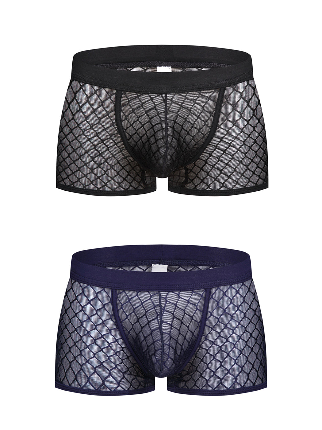 2 Pack Men's Sexy Transparent Mesh Trunks