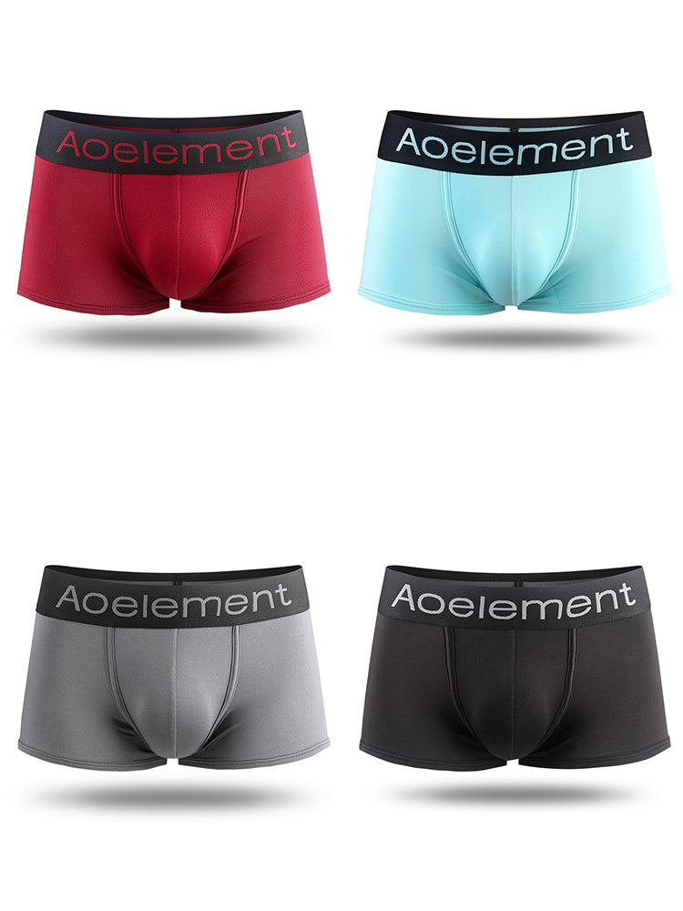 4 Pack Men's Breathable Plain Pouch Trunks