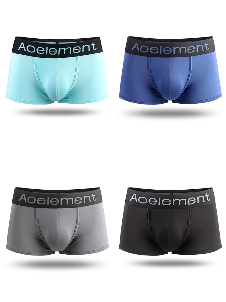 4 Pack Men's Breathable Plain Pouch Trunks