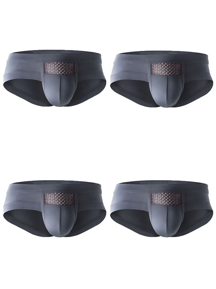 Aoelemen 4 Pack Men's Breathable U Convex Pouch Briefs