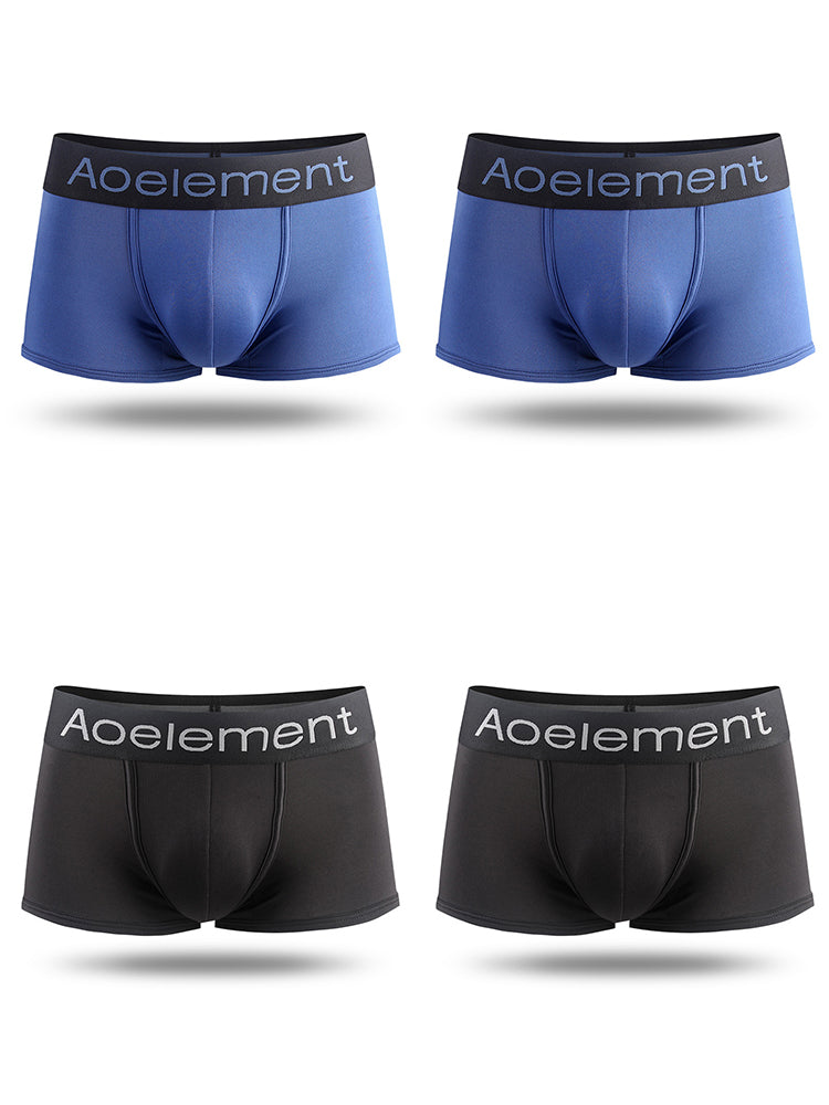 4 Pack Men's Breathable Plain Pouch Trunks