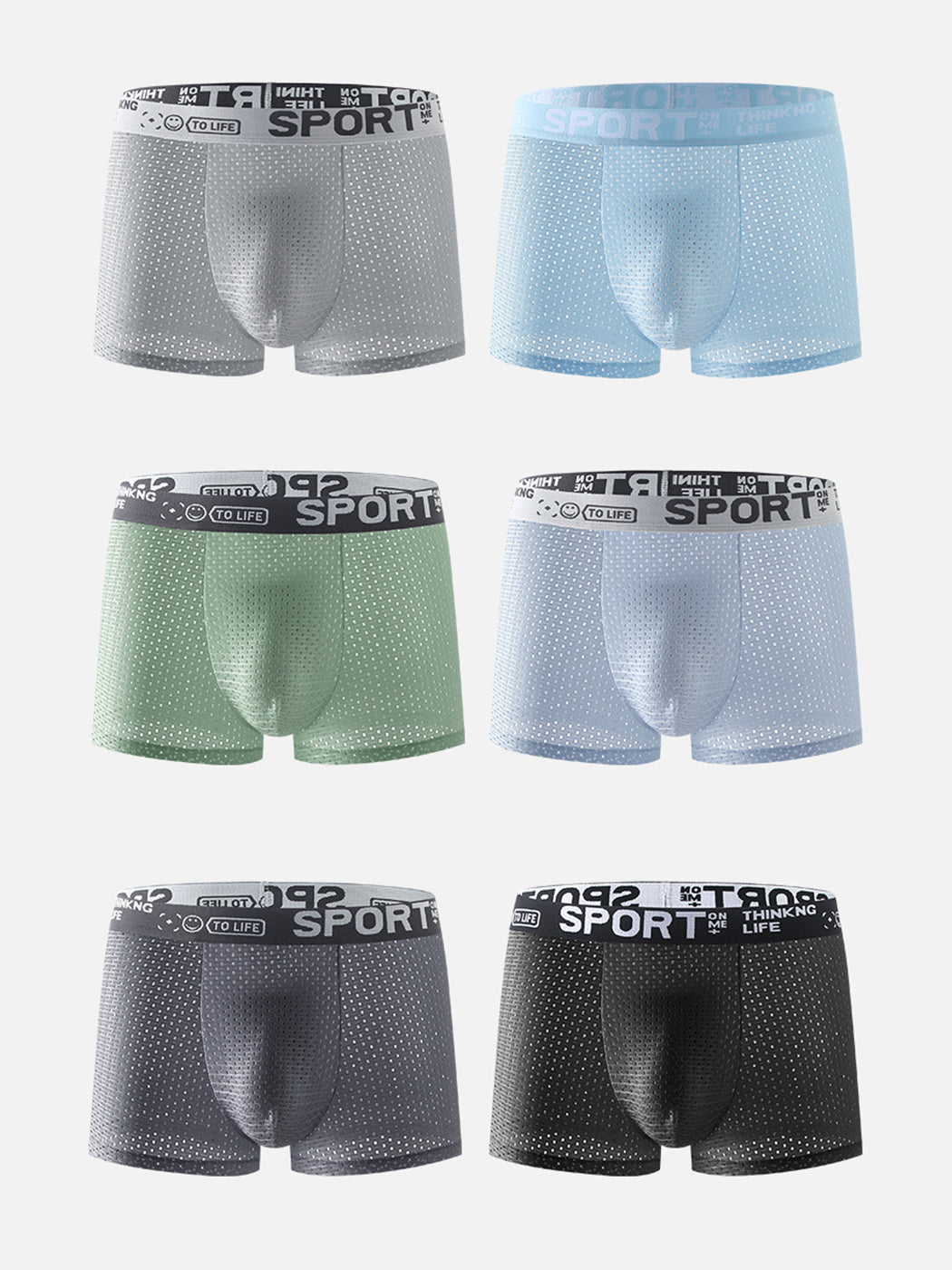 6 Pack Men's Contour Pouch Mesh Trunks
