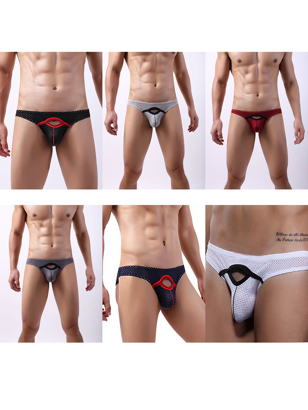 6 Pack Men's Sexy Hollow Out Bikinis