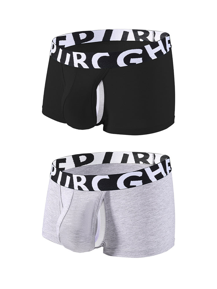 2 Pack Men's Separated Pouch Side Vent Design Trunks