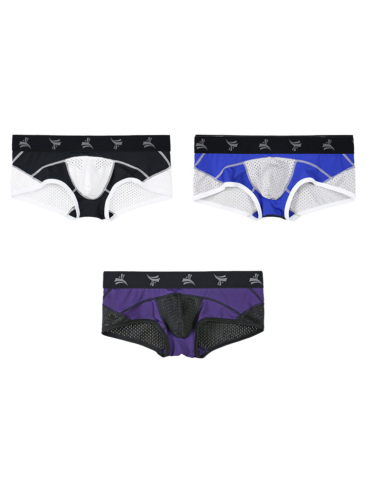 3 Pack Men's Nylon Mesh Breathable U-Pouch Trunks