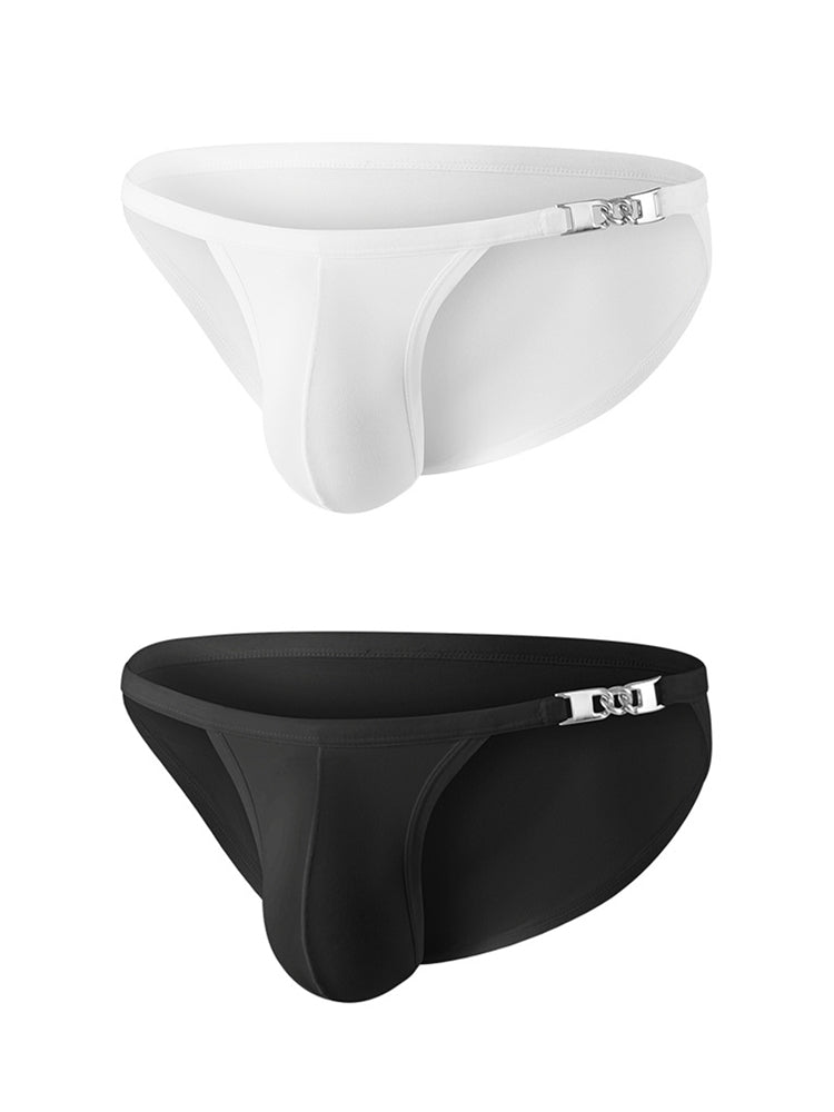 メンズ Uポーチ ローライズ メタルクラスプ 薄型ブリーフ 2枚組