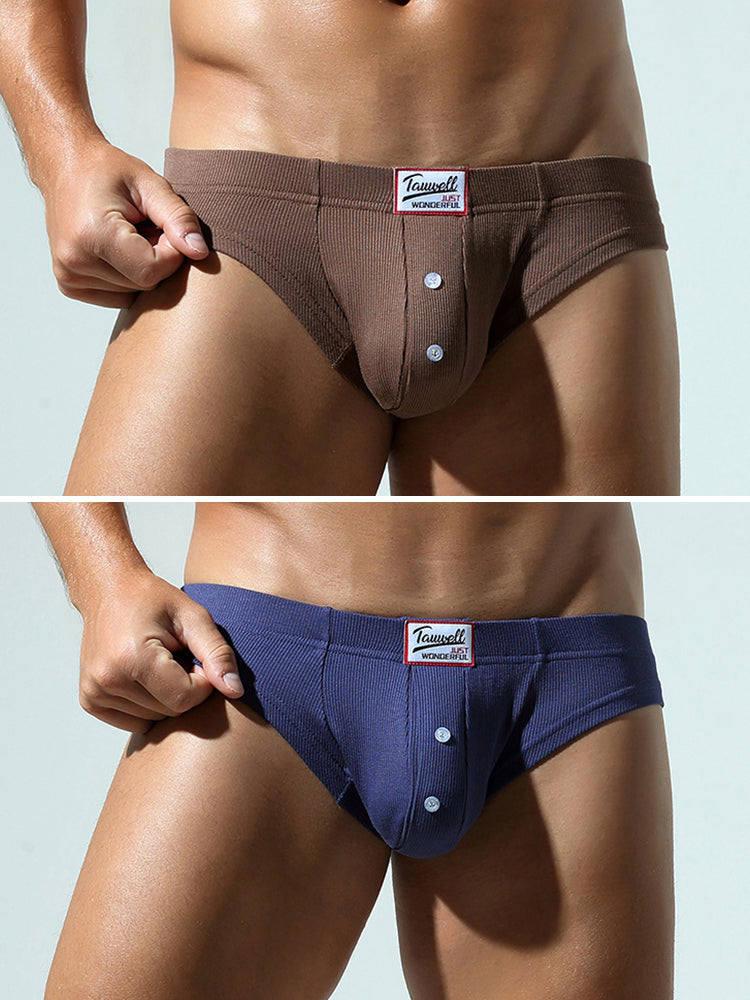 2 Pack Men's U-Pouch Low-Rise Button Briefs