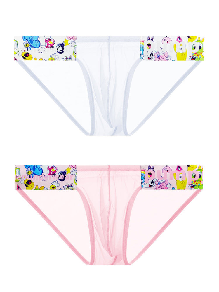 Men's Cartoon High-Cut Triangle Briefs | Breathable Transparent Stylish Underwear