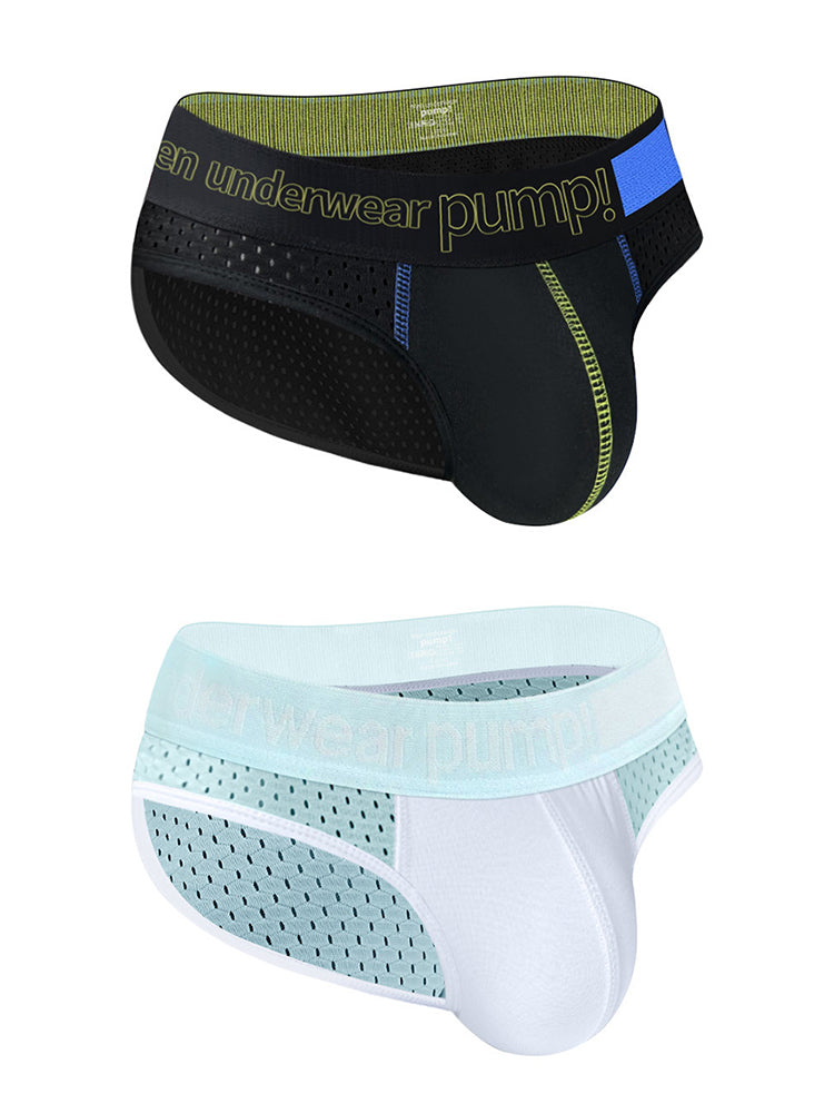2 Pack Men's Mesh Loose Fit Sport Low-Rise Briefs