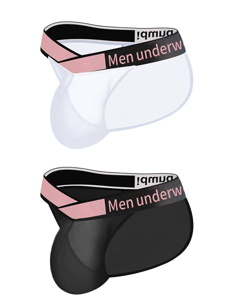 2 Pack Men's Sexy Bikini with See-through Pouch