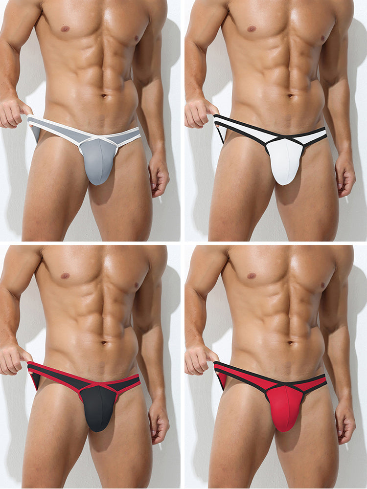 4 Pack Men's Low-Rise Sexy Narrow-Band Cooling U-Convex Breathable Comfortable Thong