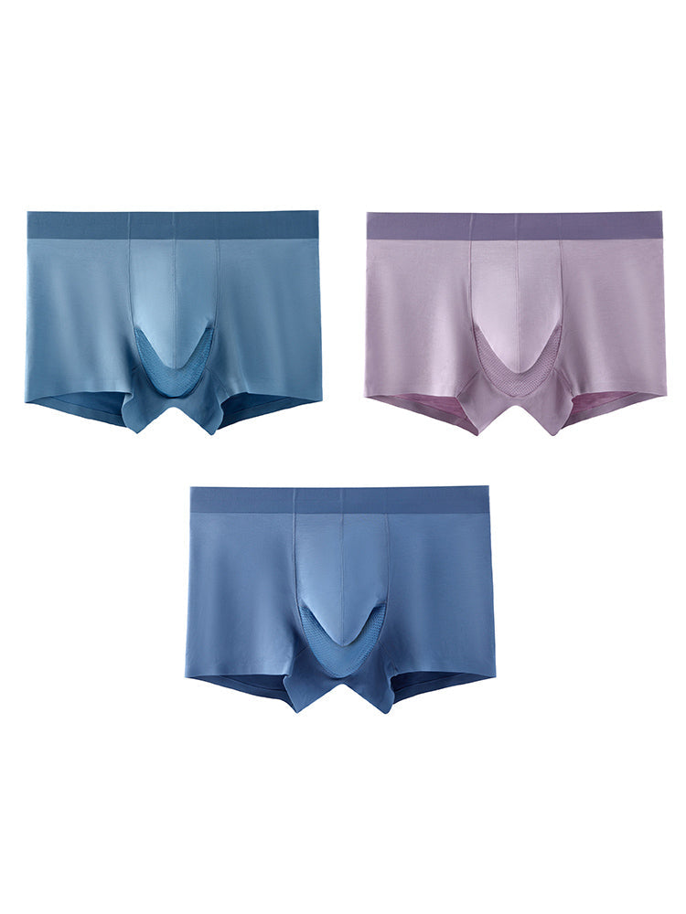 3 Pack Men's Separation Design Seamless Antibacterial Breathable Trunks