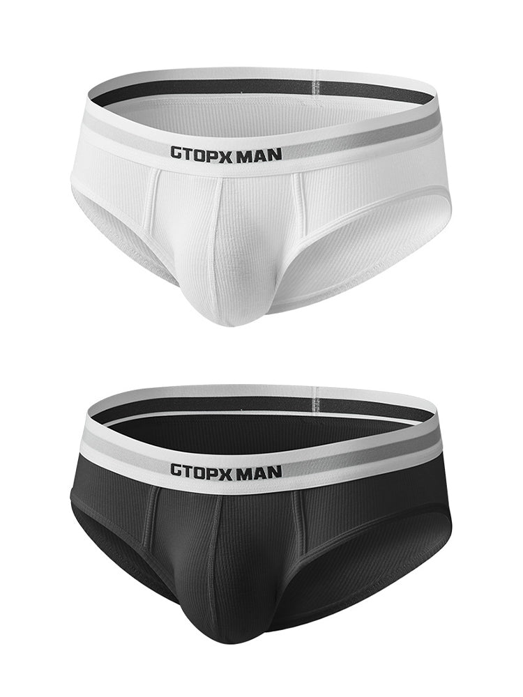 2-Pack Men's Threaded Design Breathable Comfort Low-Rise Thin U-convex Briefs