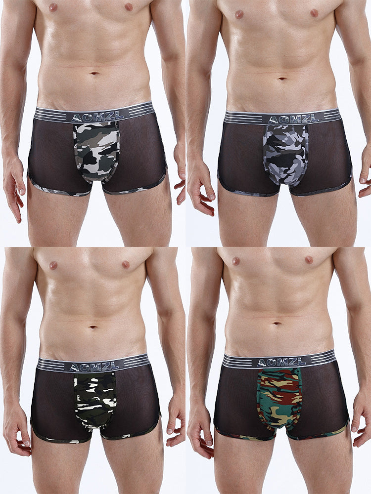 4-pack Men's Cotton Seamless Mesh Breathable Boxer Briefs