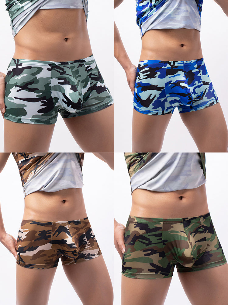 4-pack Men's Low-rise U-pouch Camouflage Boxer Briefs
