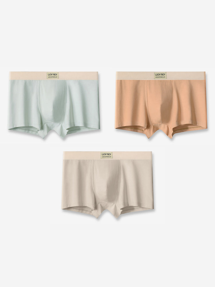 3 Pack Men's Cotton Mid-Rise Breathable Sports Tights Men's Boxer Briefs