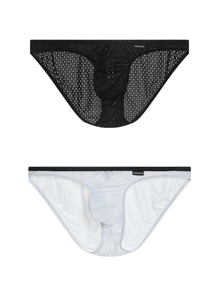 2-pack Men's Low-rise Mesh U-shaped Convex Pocket Sports Briefs