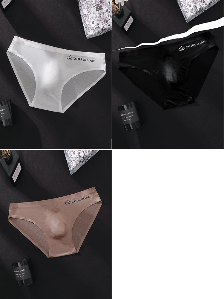 3 Pack Men's Ultra-Thin Seamless Ice Silk Cool-Touch Briefs