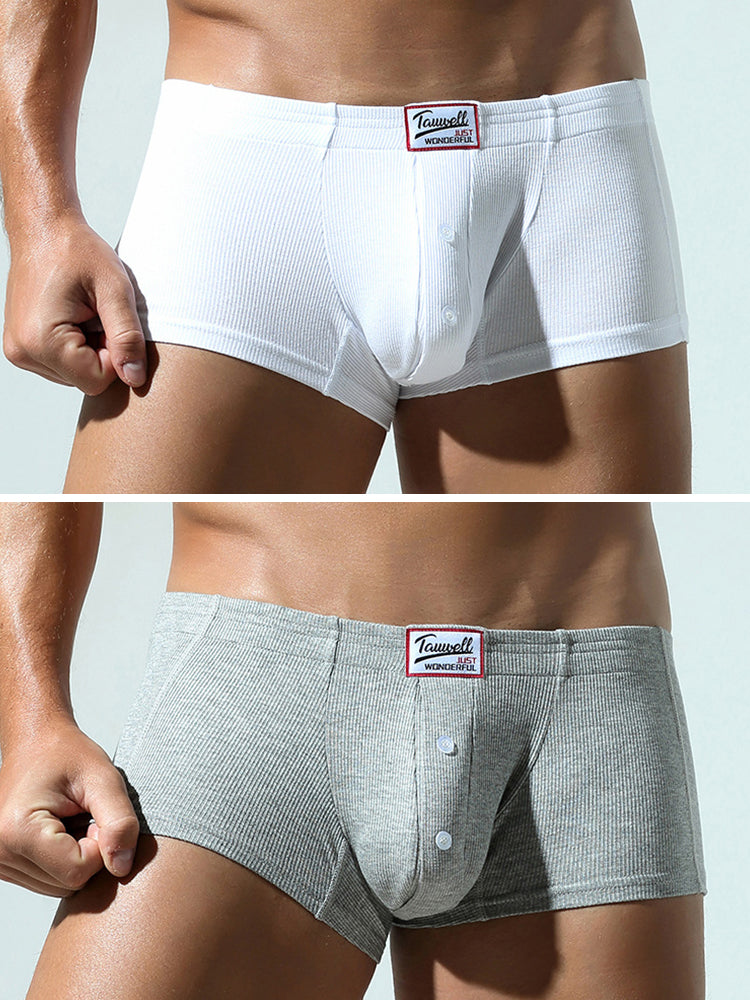 2 Pack Men's Soft Solid Color Simple Comfortable Breathable Trunks