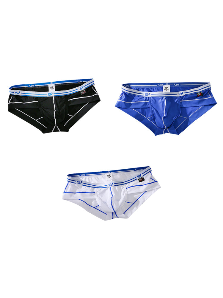 3 Pack Sexy Fashion Ice Silk Solid Color Men's Briefs