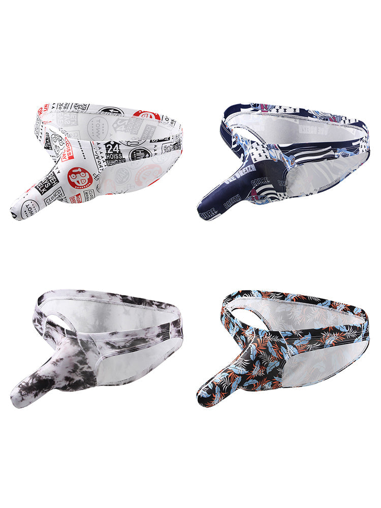 4 Pack Men's Elephant Print Sexy Bikini