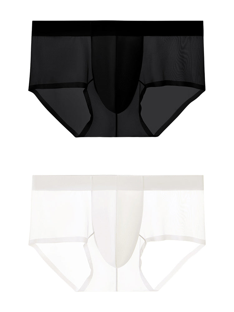2 Pack Men's Ultra-Thin Ice Silk Breathable Quick-Dry Antibacterial Crotch Briefs