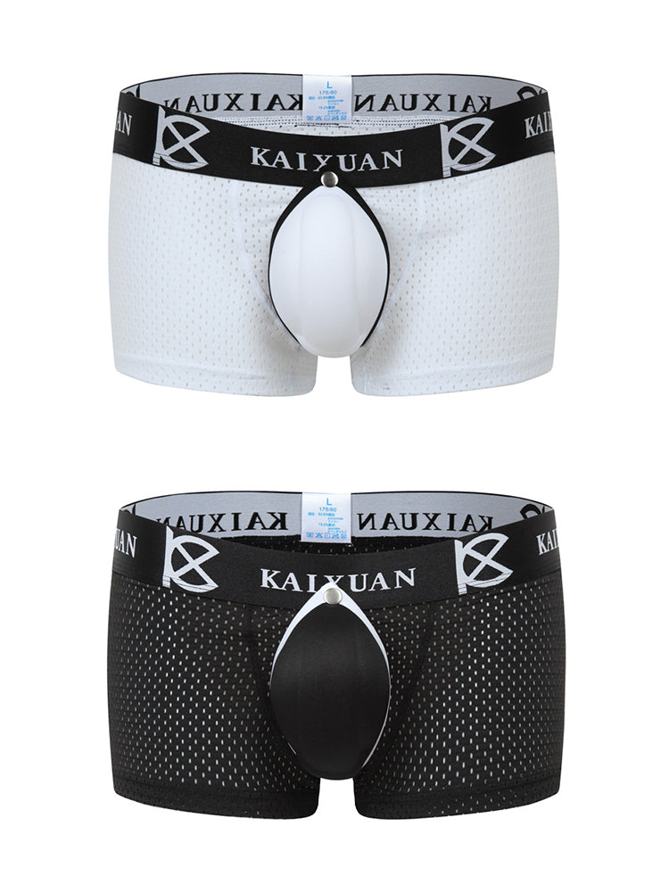 2-pack Men's Sexy Detachable Curled Cup Snap Hip Boxer Briefs