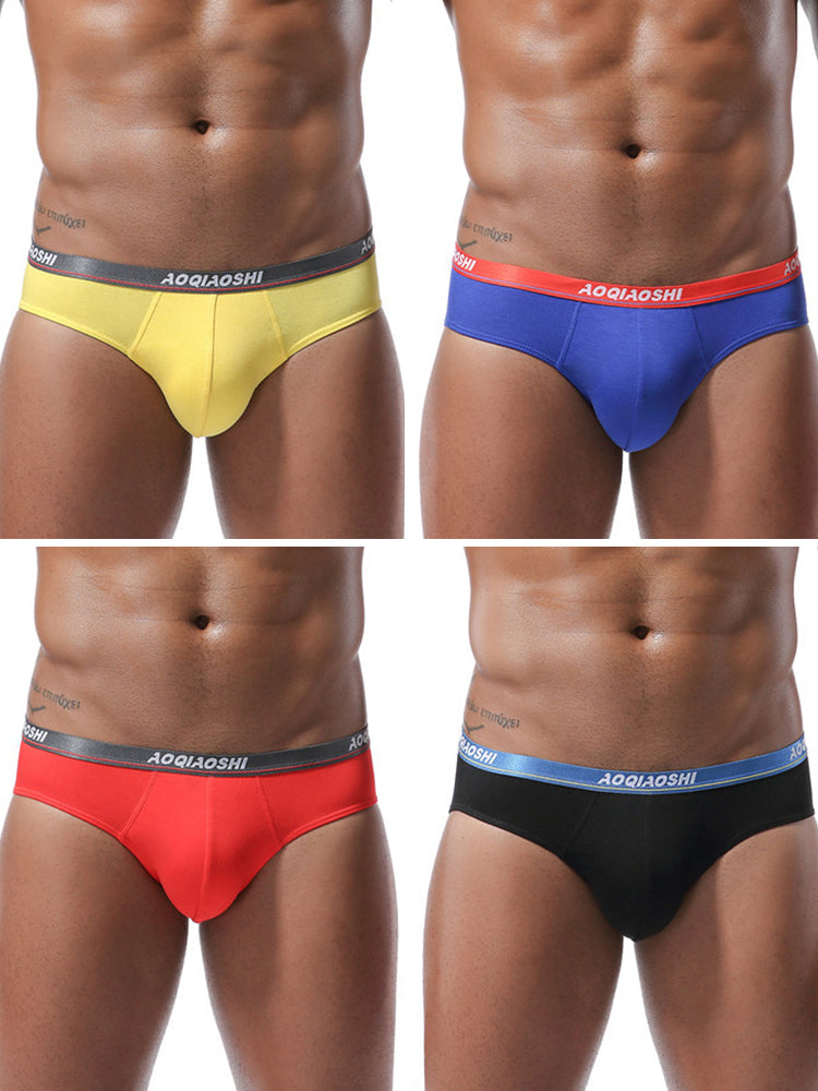 4 Pack Men's Stylish 3D U Convex Pouch Briefs