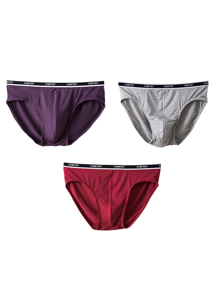 3 Pack Men's Soft and Breathable Solid Color Modal Briefs