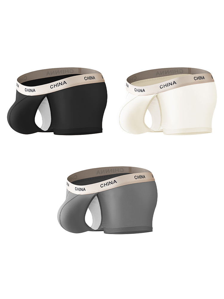 3 Pack Men's Ice Silk Bare-Sensation Breathable Lightweight Separating Trunks