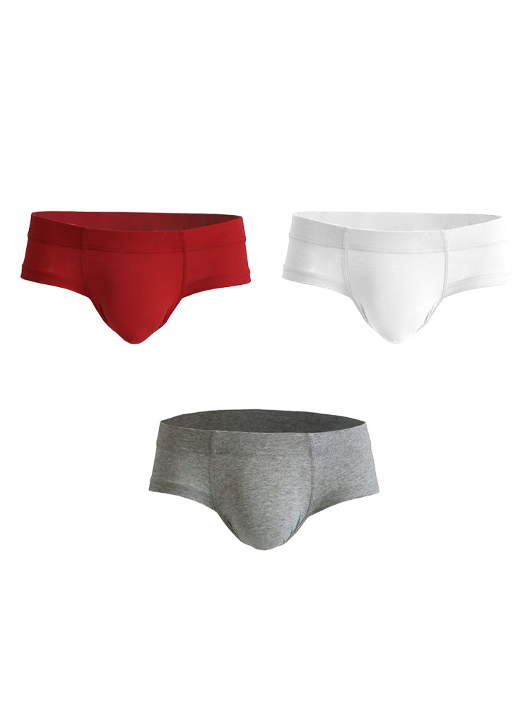 3 Pack Men's Cotton Solid U-Shaped Pouch Briefs