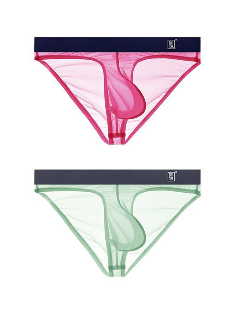 Men's Ultra Thin Ice Silk See-through Briefs