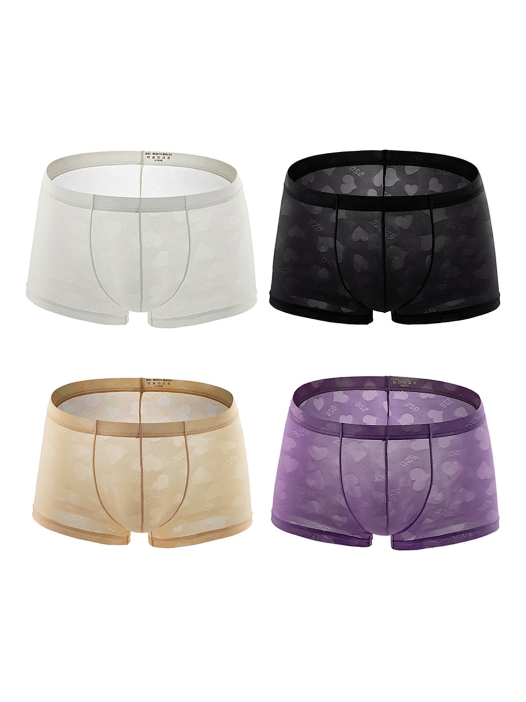 メンズセクシーハートメッシュトランクス4枚組