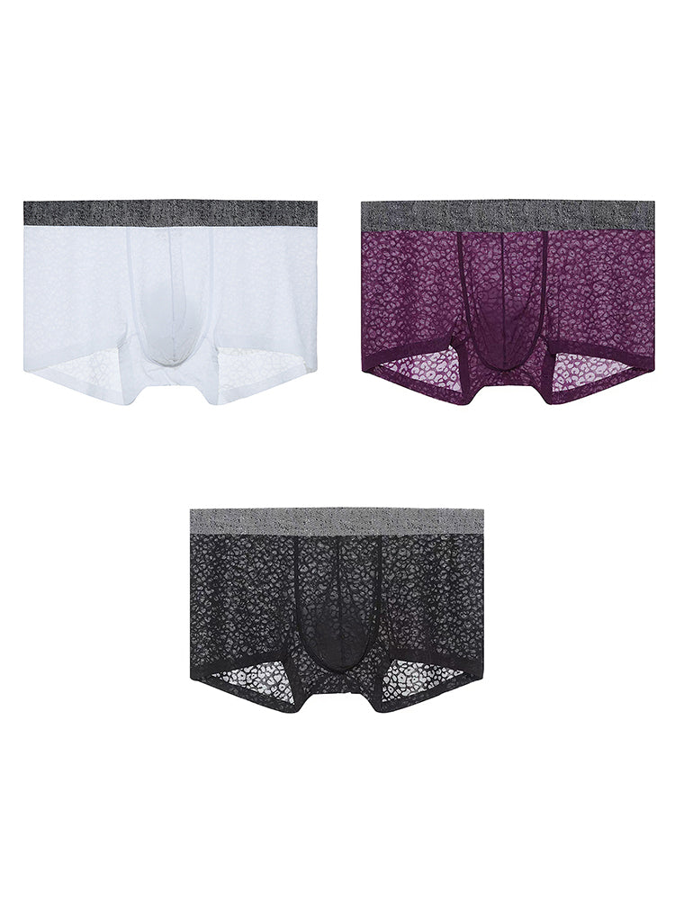 メンズ レース 通気性 吸汗速乾 トランクス 3枚組