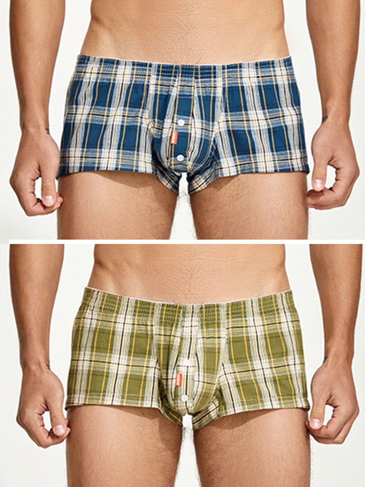 2 Pack Men's Plaid Lounge Shorts. Stylish and Breathable Sleep Trunks