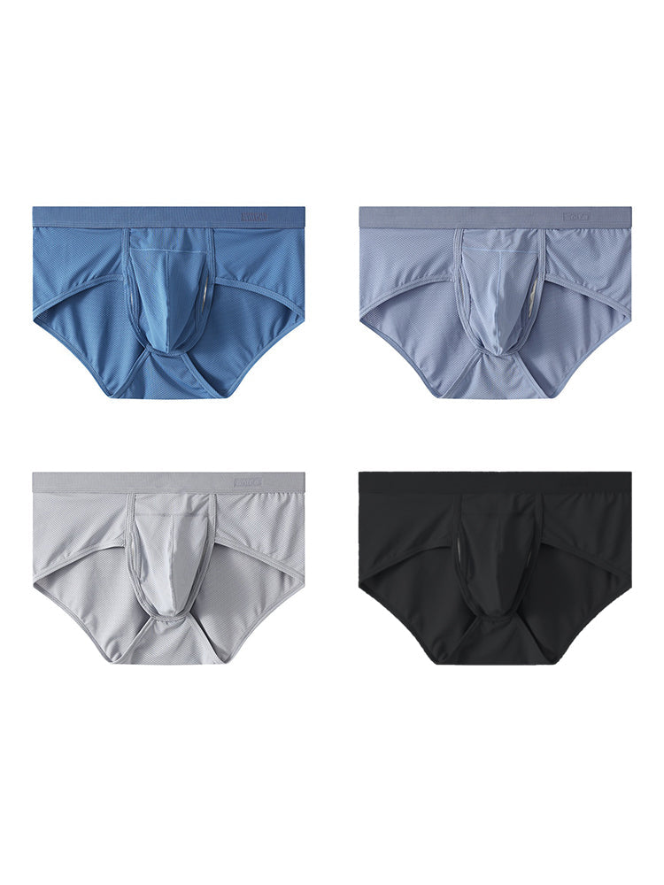 4 Pack Men's Large Pouch Separation Ice Silk Briefs