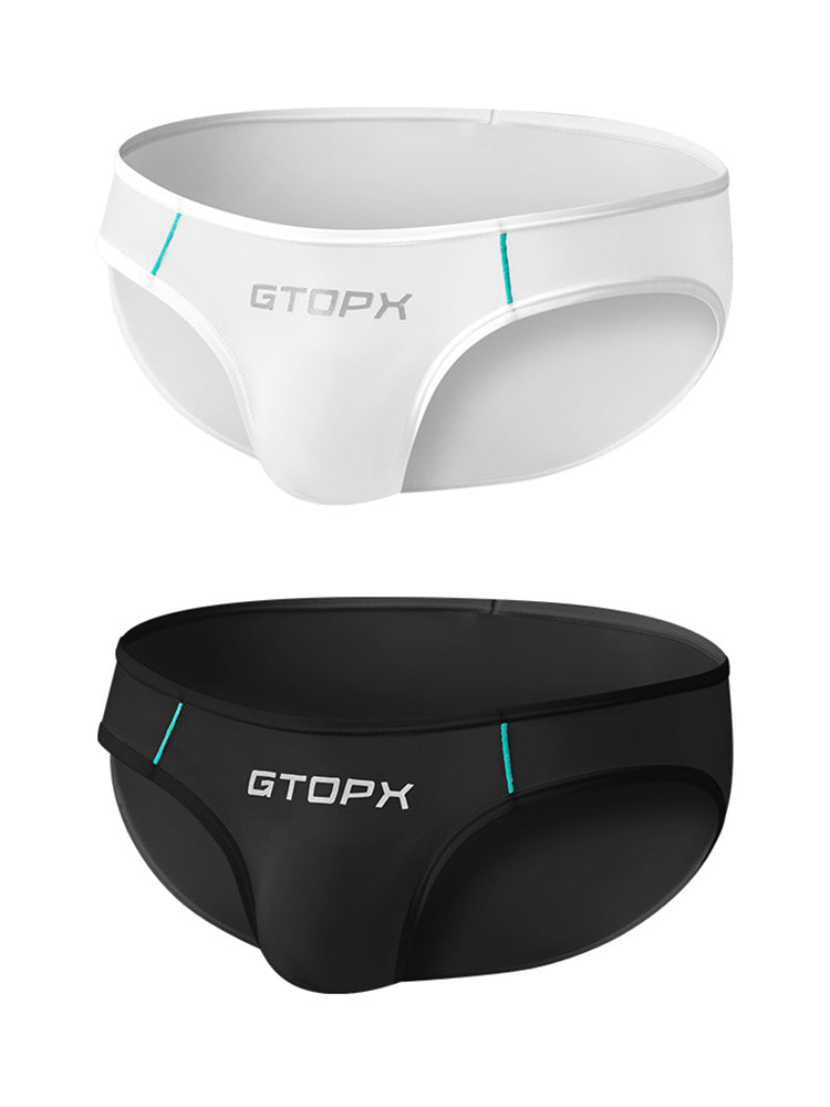 2 Pack Men's Ice Silk Single Layer U-Convex Low-Rise Sexy Semi-Transparent Bikini