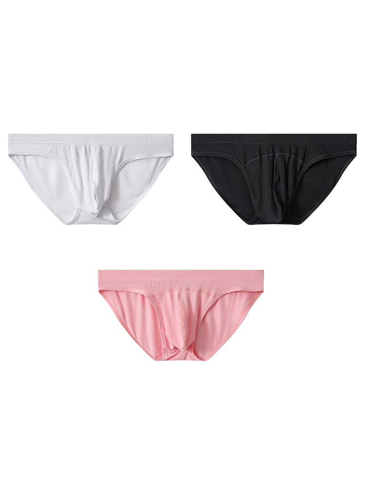 3 Pack Men's Sexy Threaded U-Shaped Briefs
