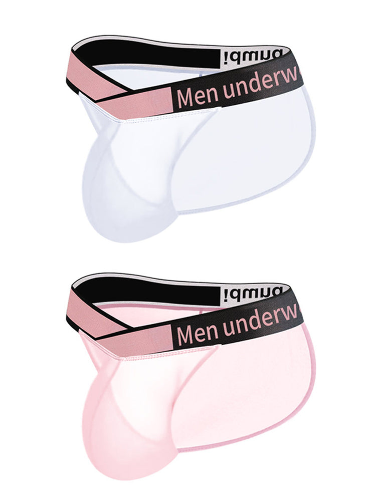 2 Pack Men's Sexy Bikini with See-through Pouch